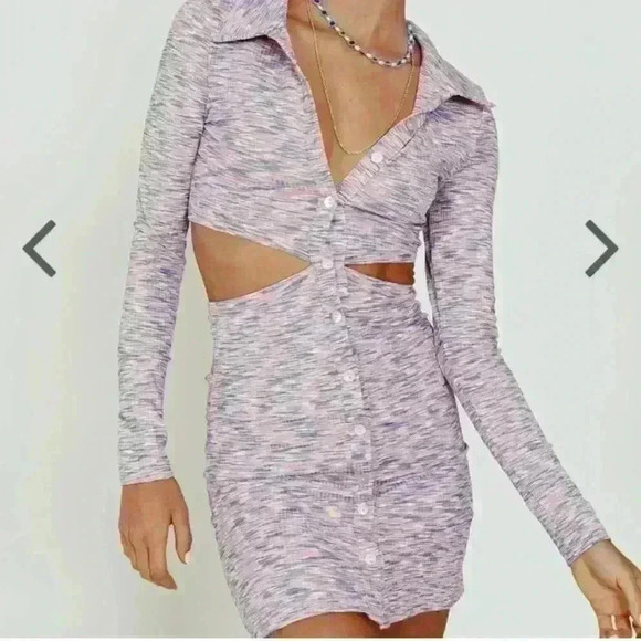 NWT mint vanilla multi colored open back button down COLLARED MINI DRESS sz XS - Picture 4 of 6